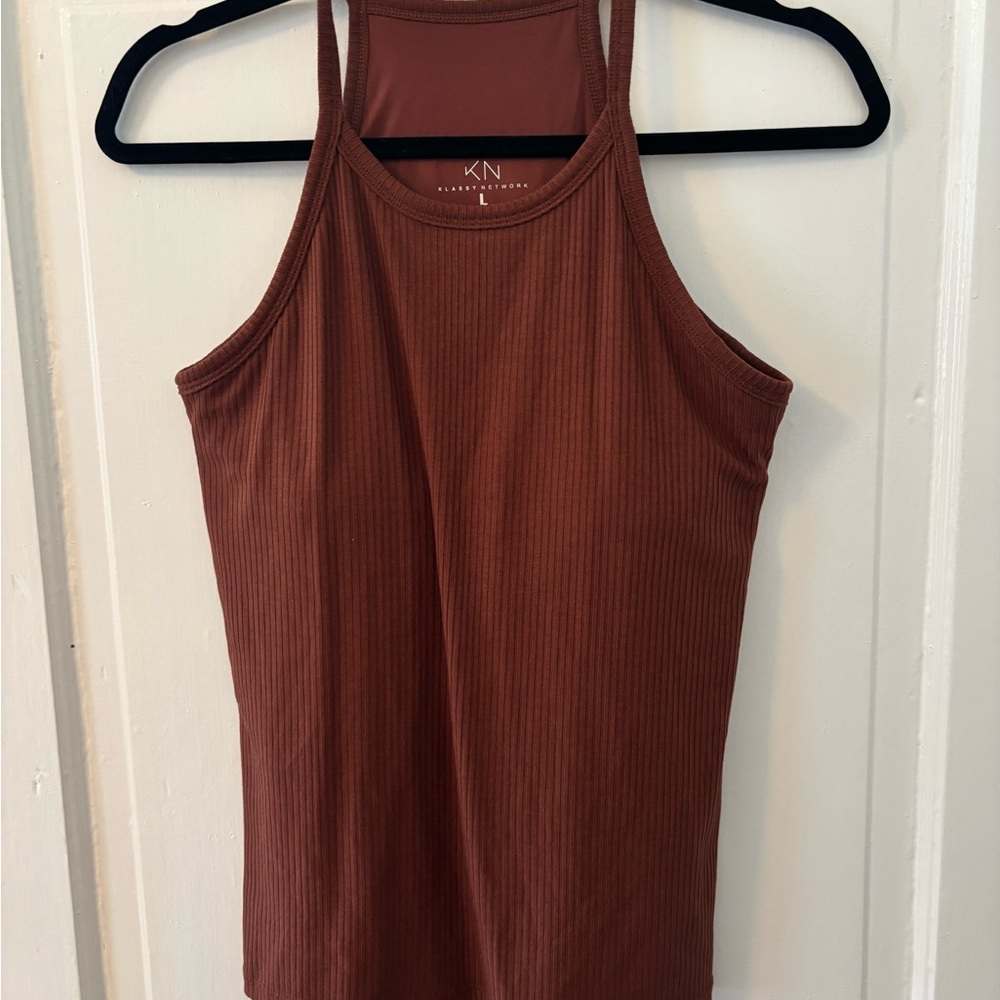 Klassy Network Brown Ribbed Tank Top - Picture 3 of 6